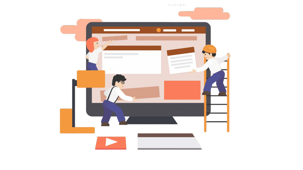 website landing page in computer